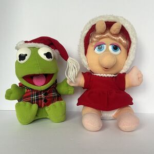 Vtg 1987 Jim Henson Christmas Muppet Babies Plush Lot Miss Piggy Kermit The Frog